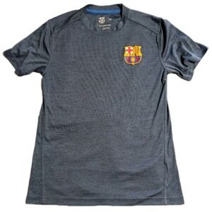 FC Barcelona Shirt Mens Small Gray Athletic Soccer Tee FCB Crest